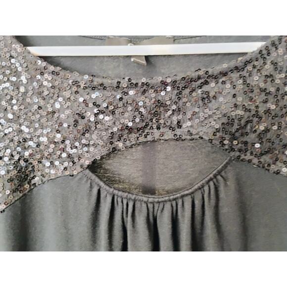 Large Vintage Black Express Mini Dress With Pockets And Sequins. Y2k. 2005. - Picture 2 of 13